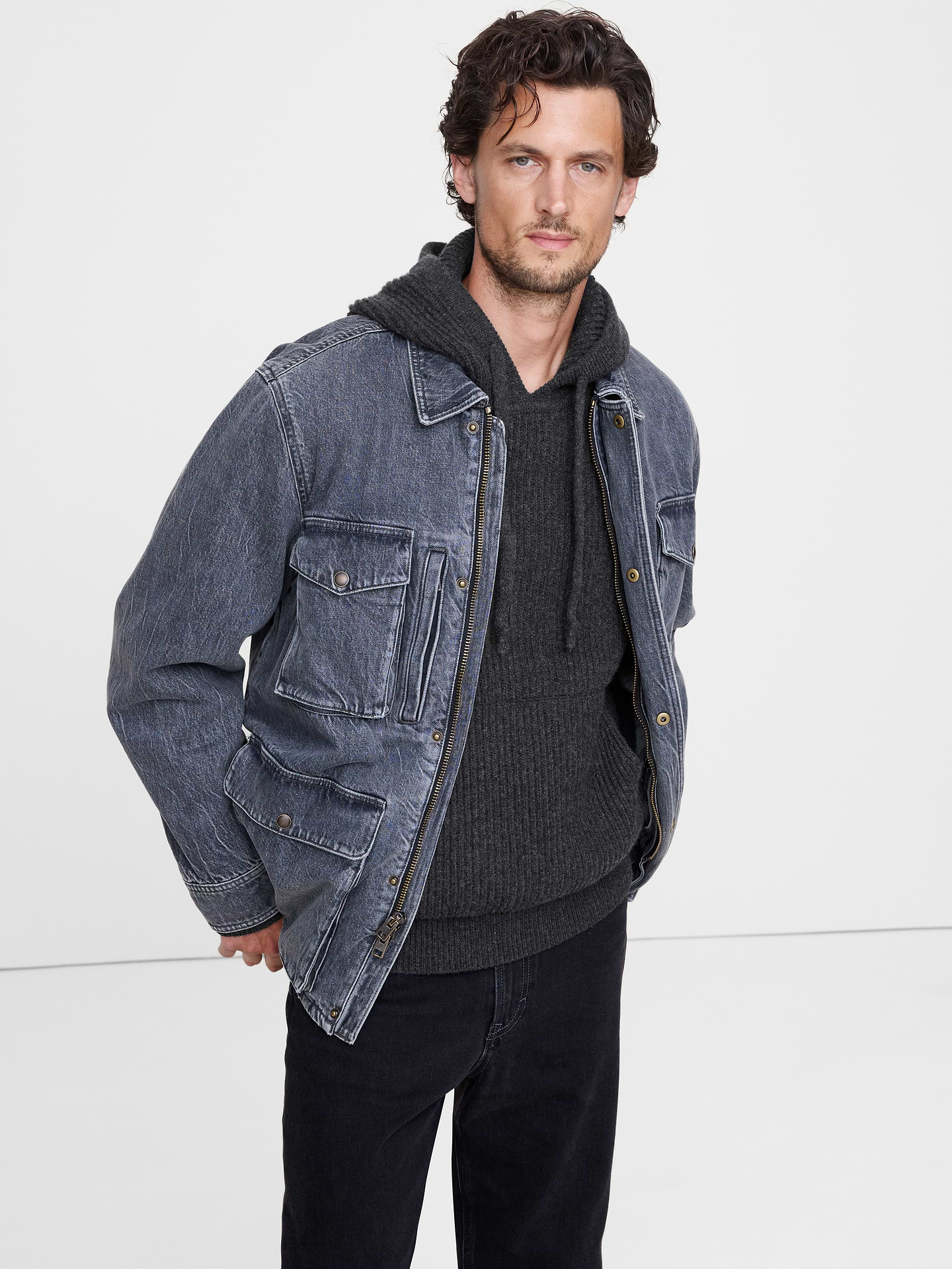 Image number 3 showing, Merino-Cotton Sweater Hoodie