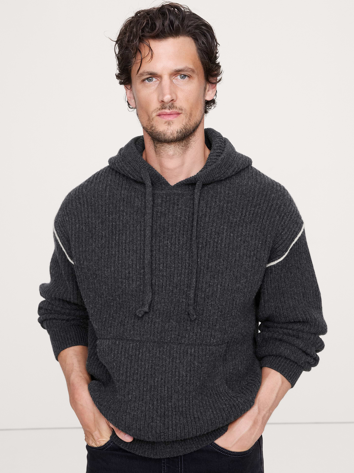 Image number 1 showing, Merino-Cotton Sweater Hoodie