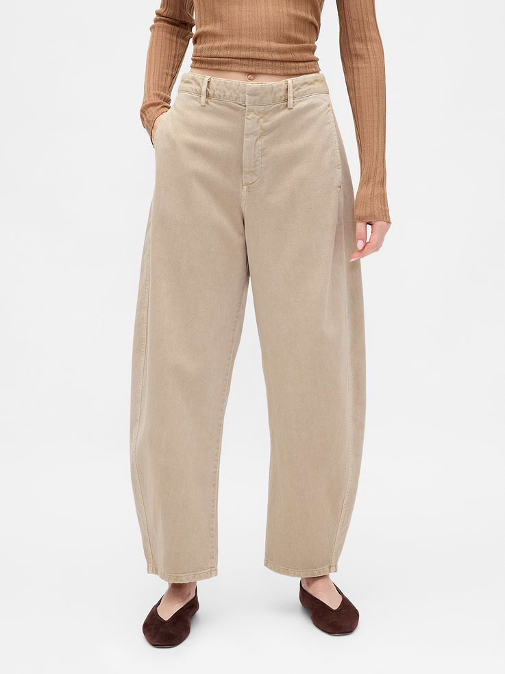 Image number 2 showing, Mid Rise Twill Barrel Pants
