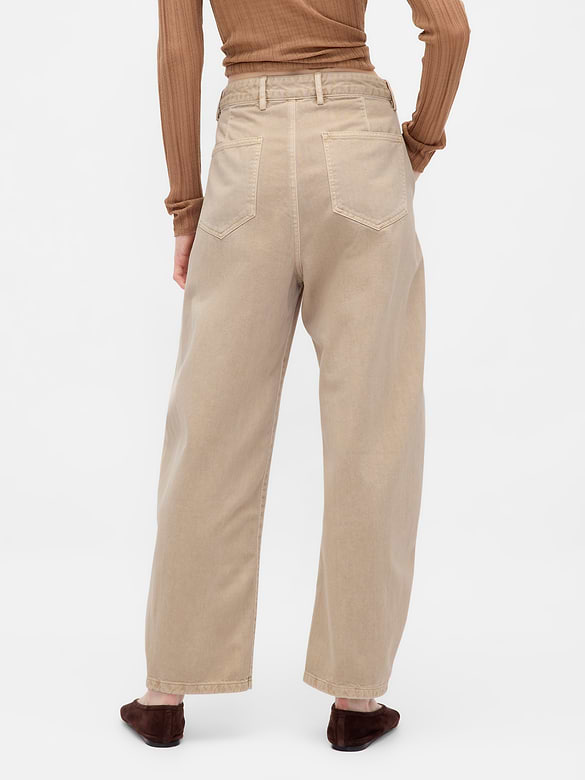 Mid Rise Twill Barrel Pants