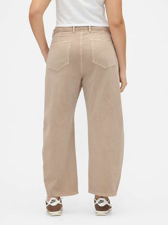 Mid Rise Twill Barrel Pants
