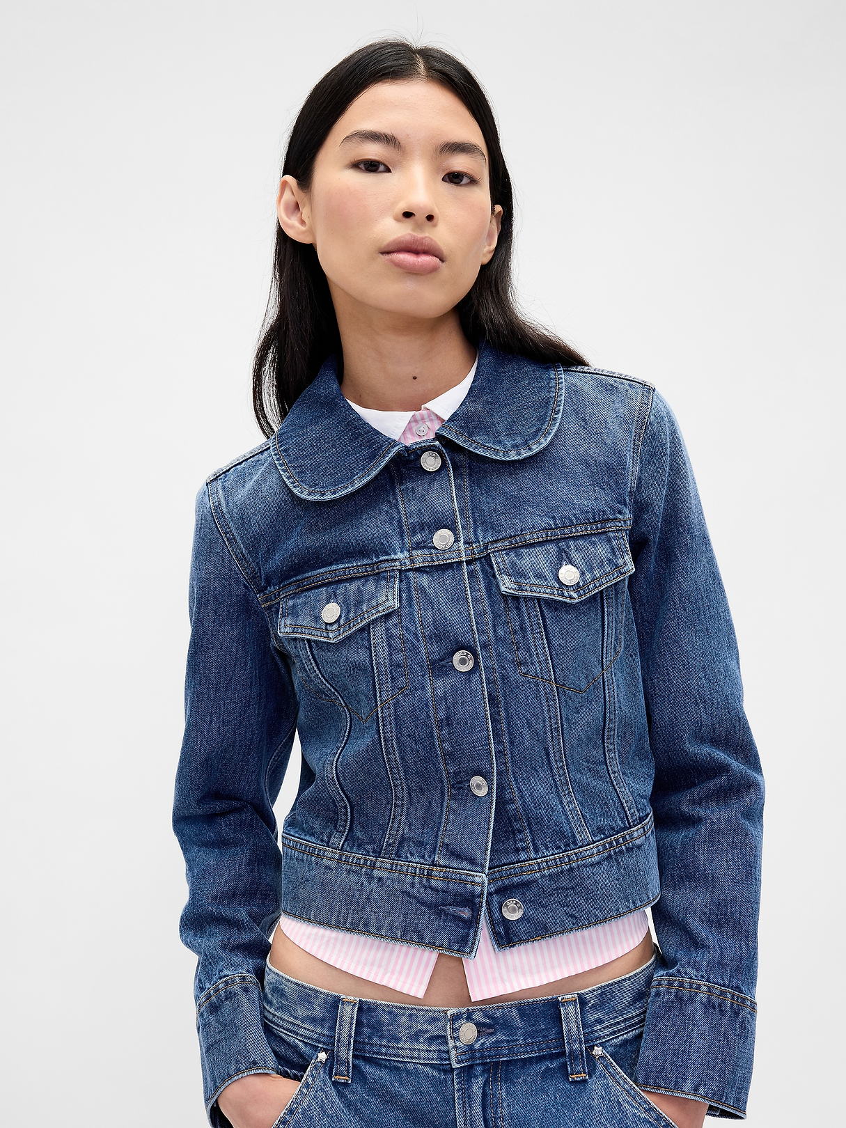 Gap × Sandy Liang Vegan Fur Crop Denim Jacket | Gap
