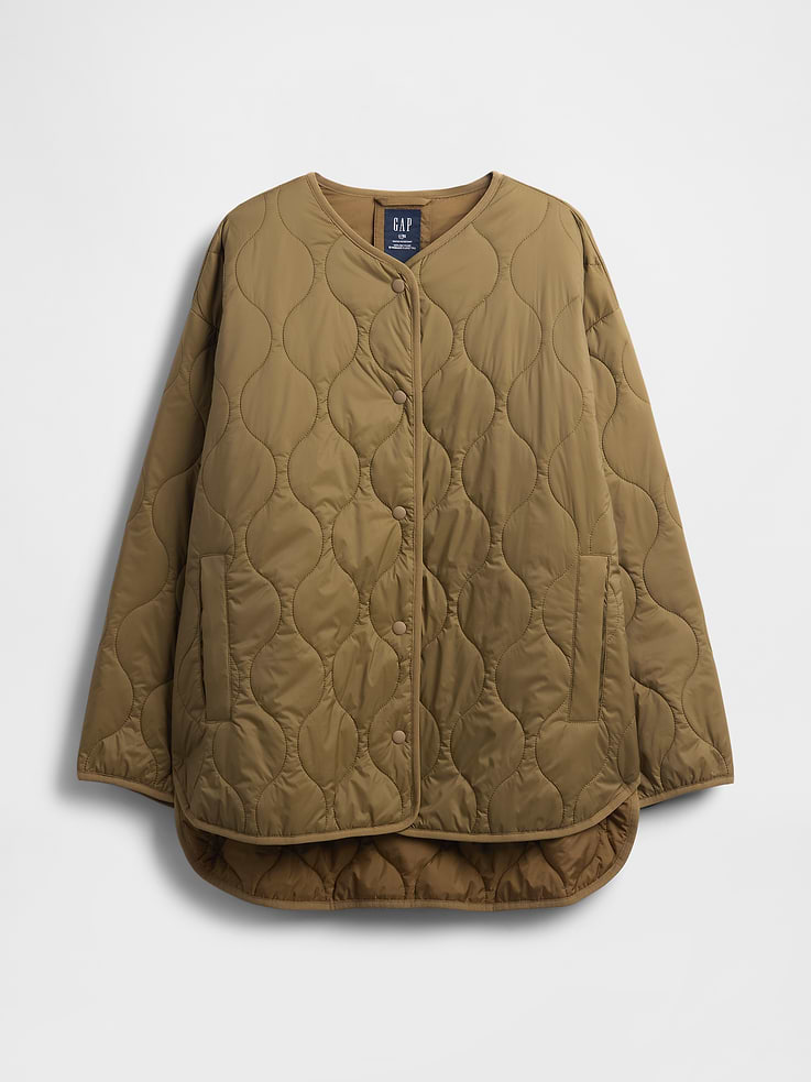 Image number 6 showing, Recycled Lightweight Oversized Quilted Liner Jacket