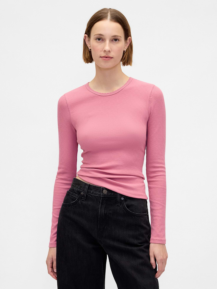 Image number 1 showing, Pointelle Rib T-Shirt