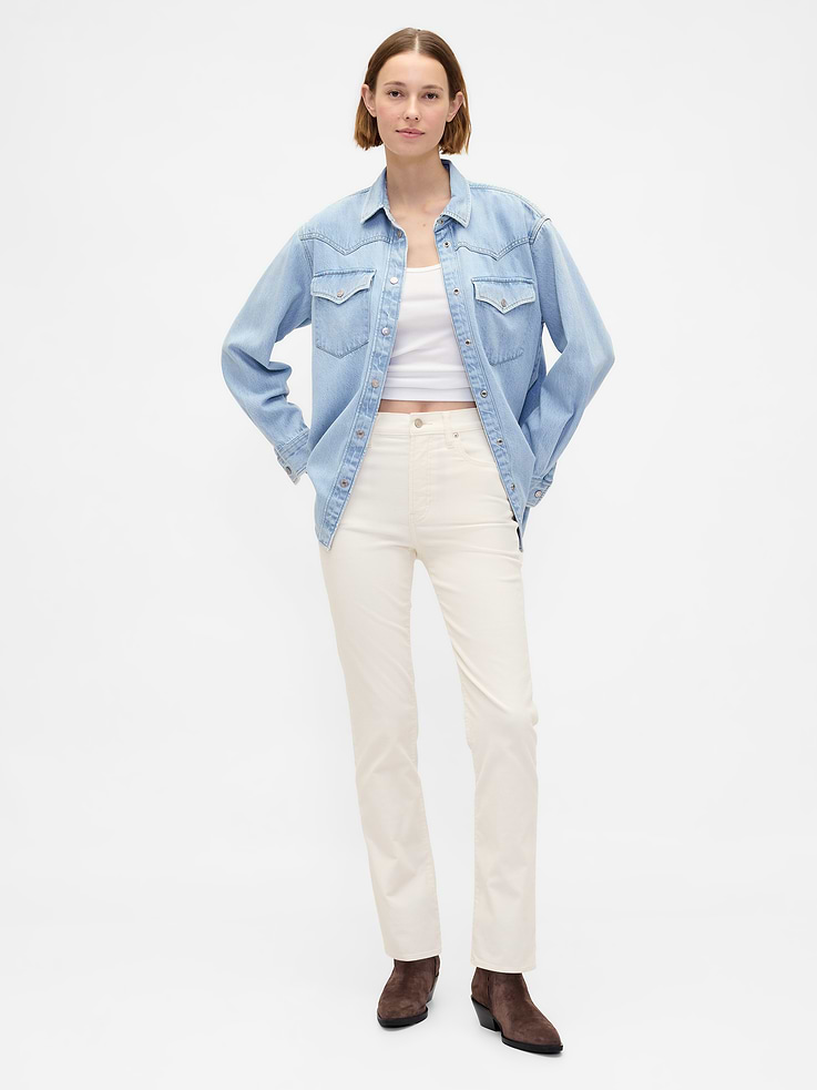 Image number 1 showing, High Rise Corduroy '90s Slim Straight Pants