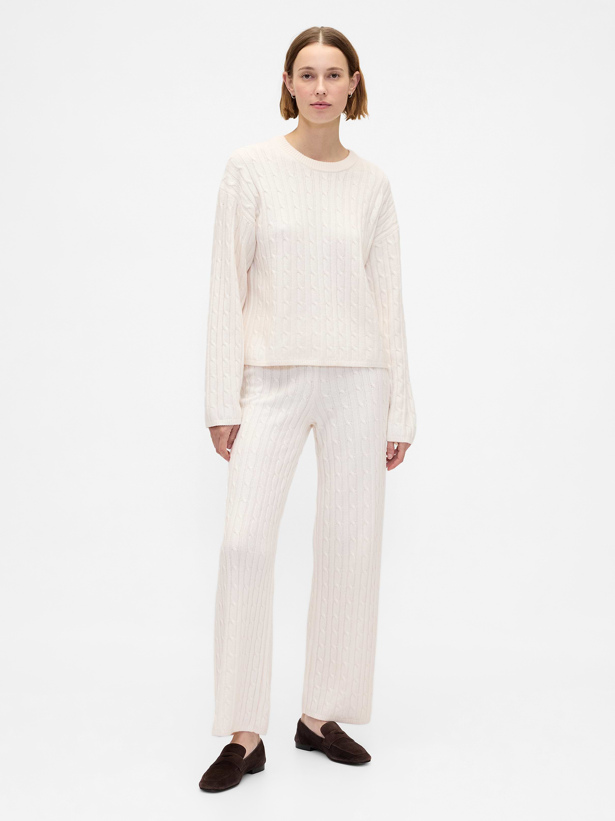 CashSoft Cable-Knit Sweater Pants
