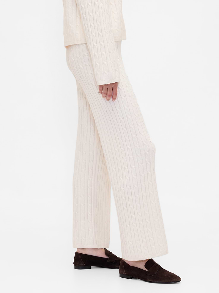 Image number 3 showing, CashSoft Cable-Knit Sweater Pants