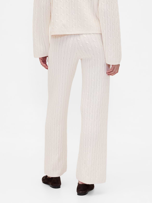 CashSoft Cable-Knit Sweater Pants