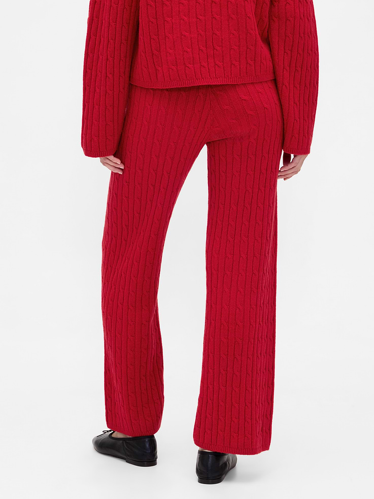 Image number 4 showing, CashSoft Cable-Knit Sweater Pants