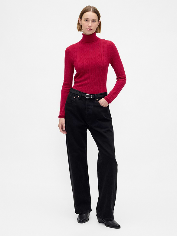 Pointelle Turtleneck Sweater