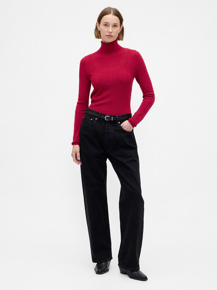 Image number 2 showing, Pointelle Turtleneck Sweater