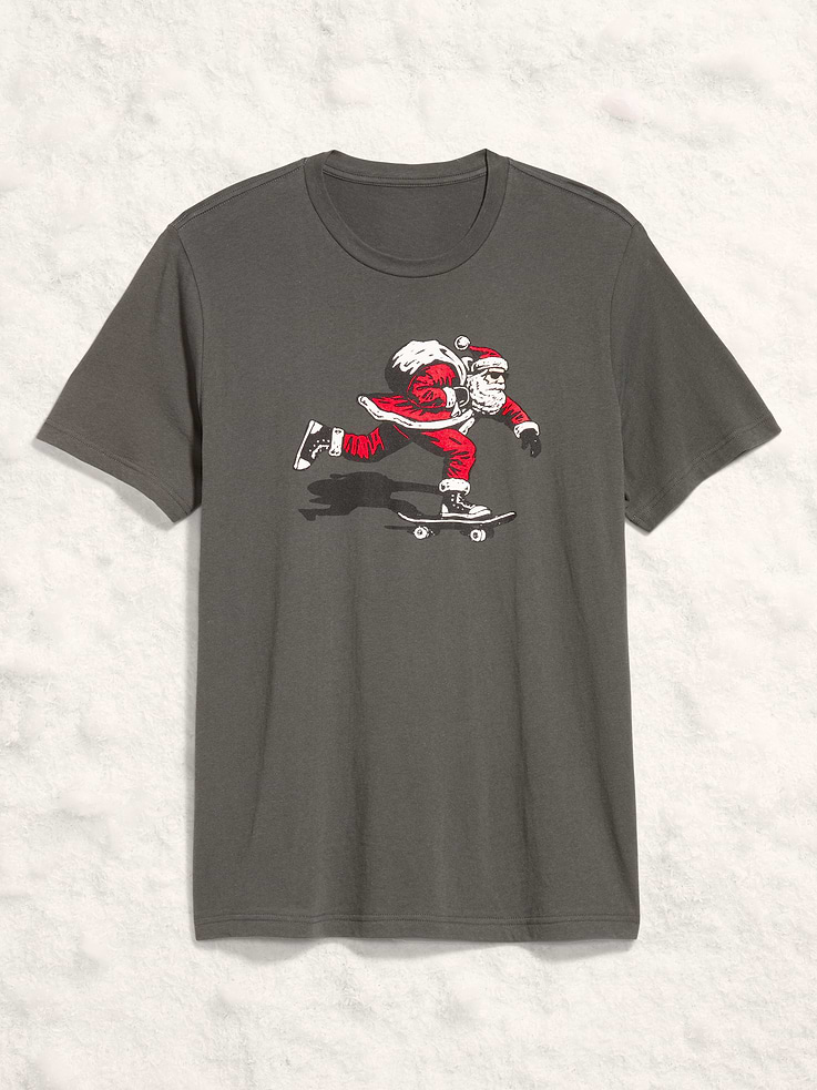 Image 1 of 2, rib-knit crew neck, short sleeves, licensed holiday graphic varies, Product #807686