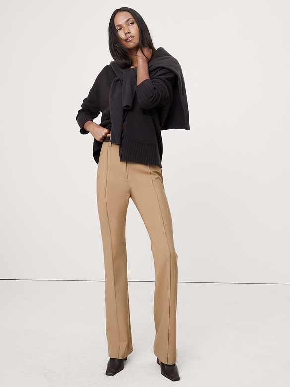 Pantalon ultra-étroit à taille haute en flanelle
