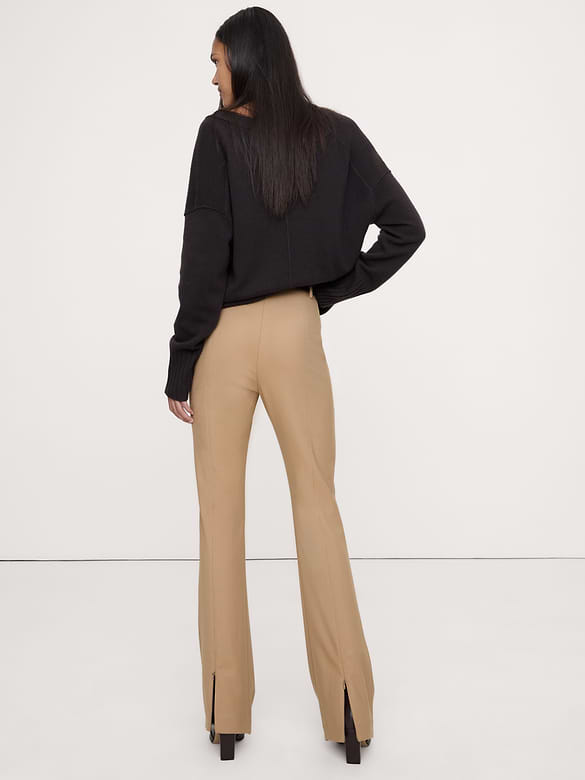 Pantalon ultra-étroit à taille haute en flanelle