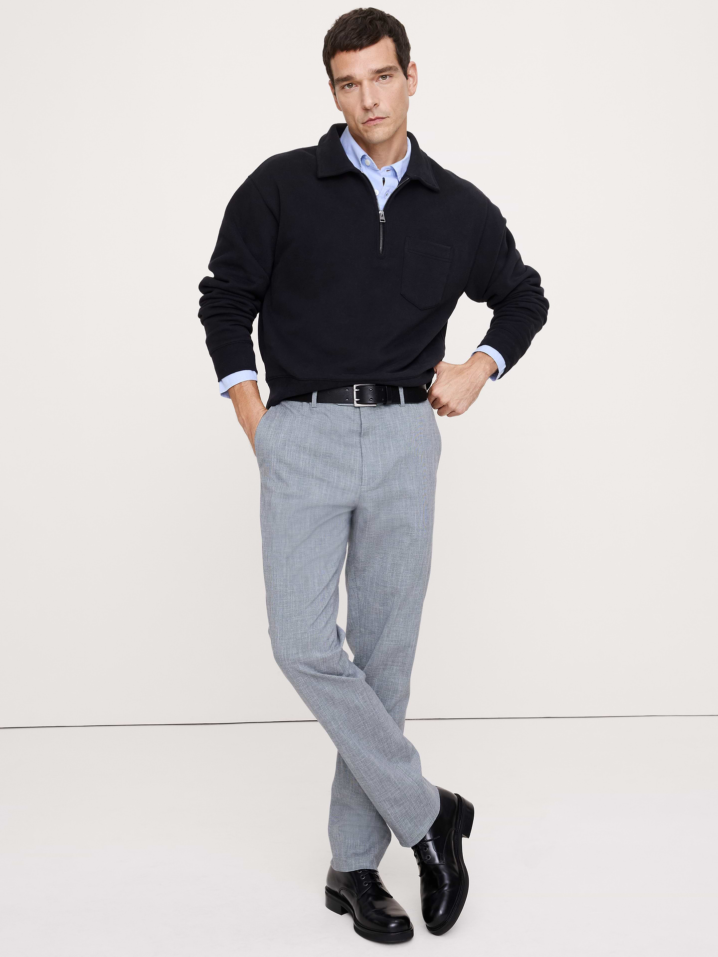 L'image numéro 1 présente Pantalon habillé infroissable à coupe étroite