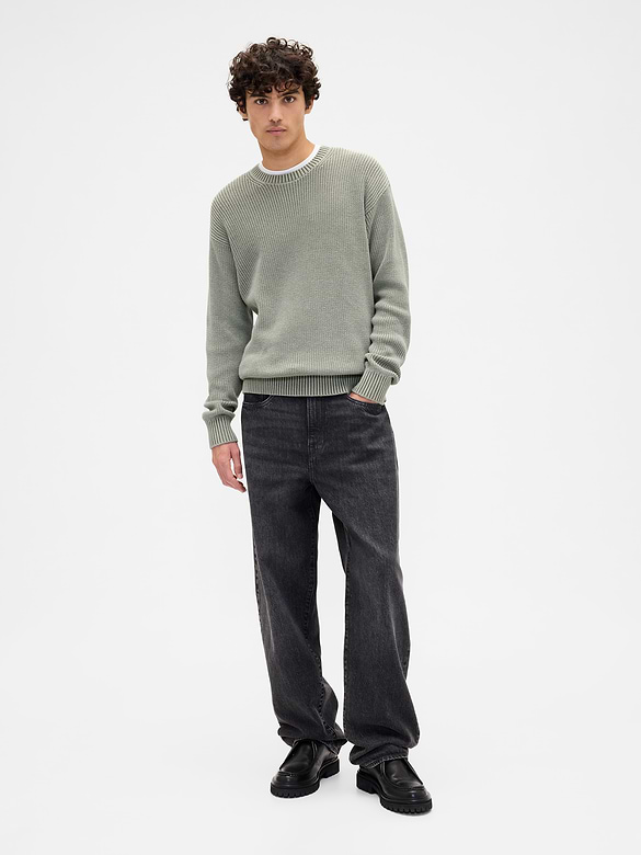 Relaxed Textured Crewneck Sweater