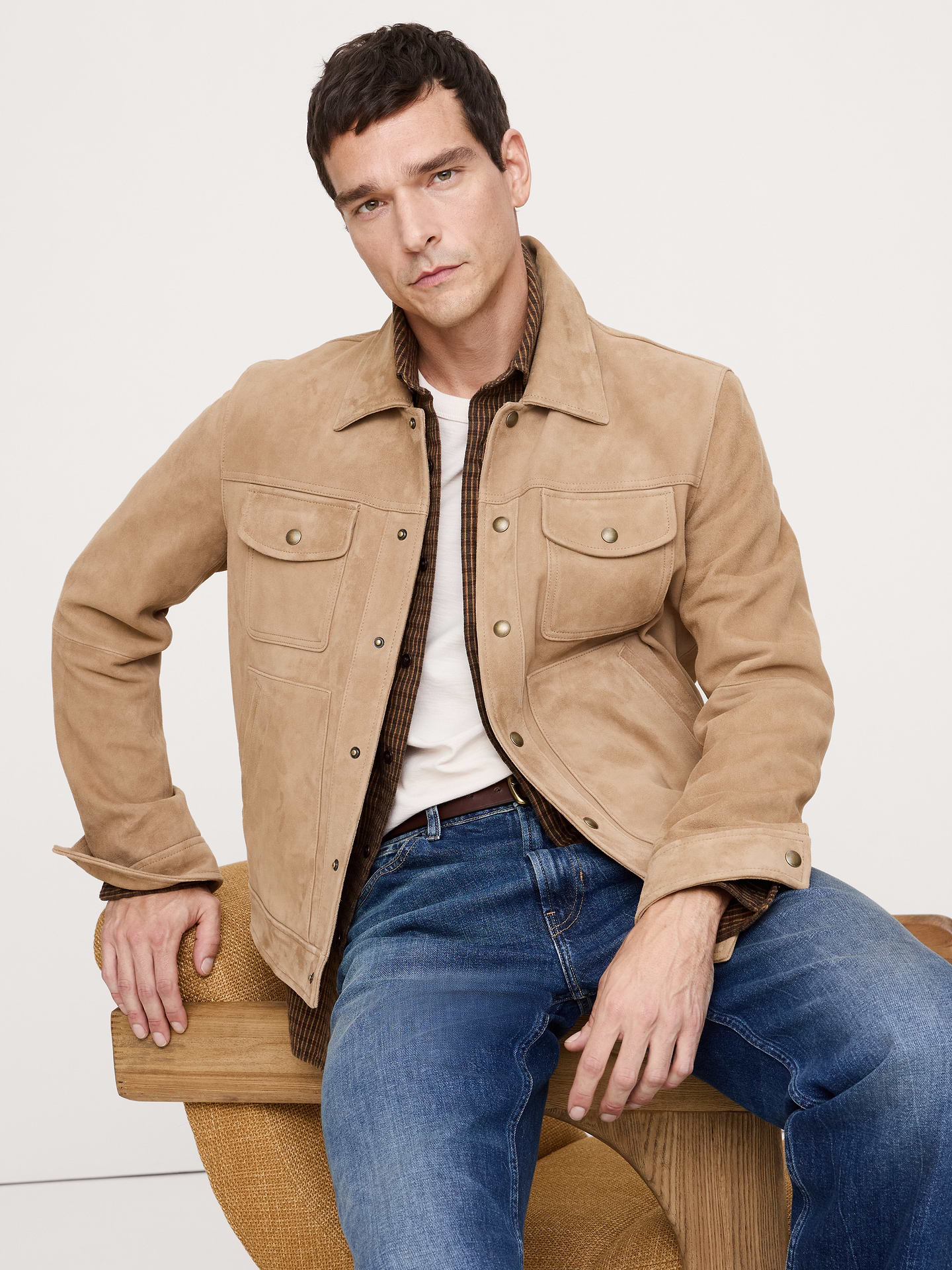 Image number 1 showing, Suede Trucker Jacket