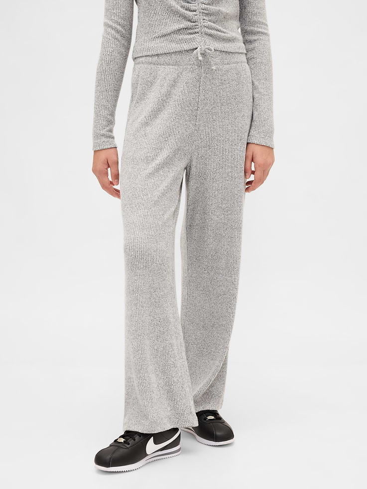 Image number 3 showing, Kids Softspun Rib Wide-Leg Pants