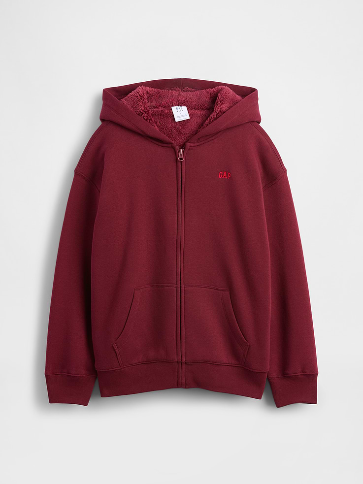 Image number 2 showing, Kids Relaxed Sherpa-Lined Zip Logo Hoodie