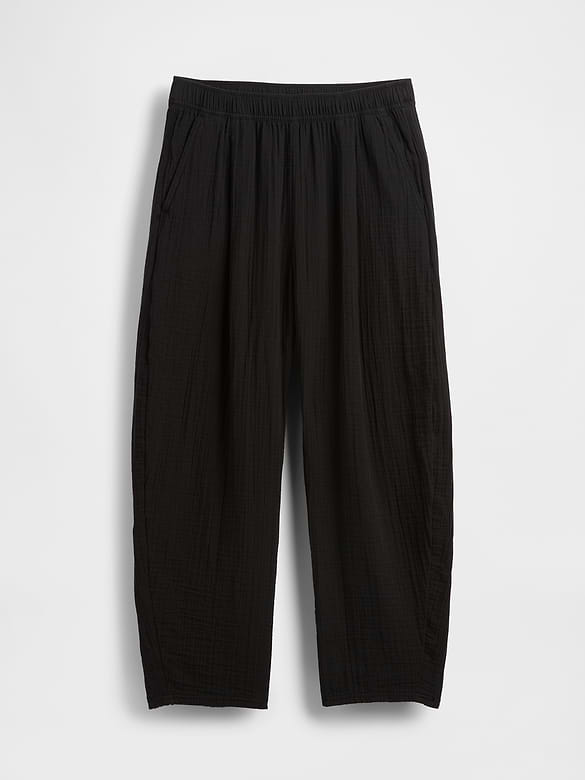 Cotton Gauze Easy Barrel Pants