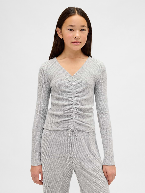 Kids Softspun Rib Ruched Top