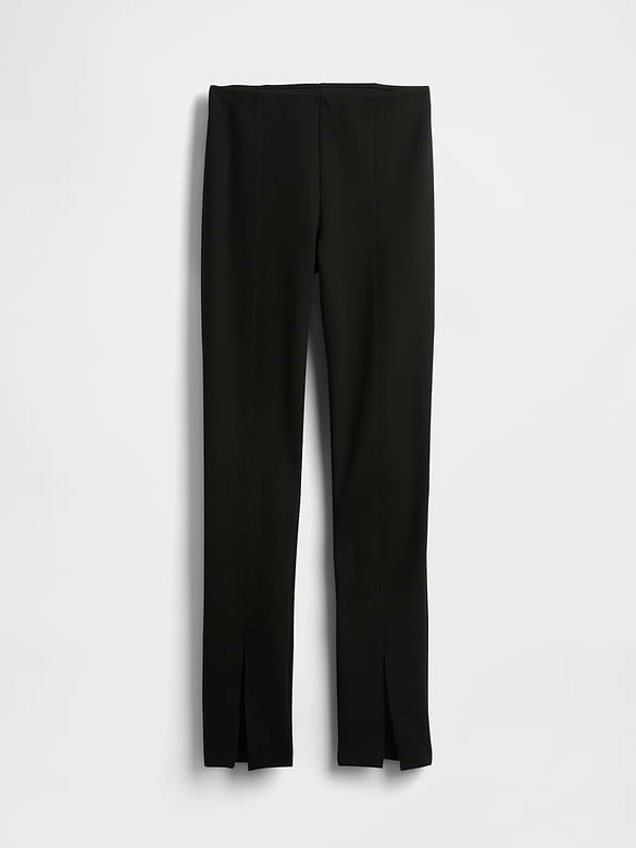 High Rise Double Knit Split-Hem Flare Pants
