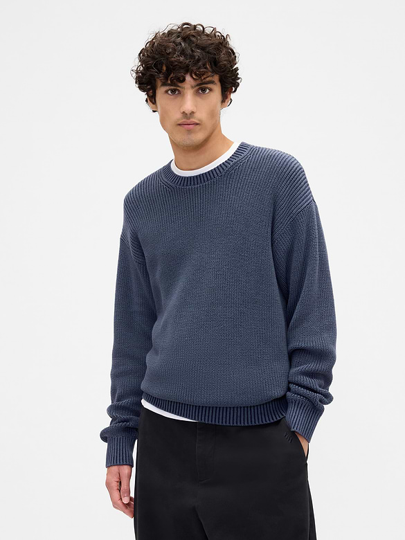 Relaxed Textured Crewneck Sweater