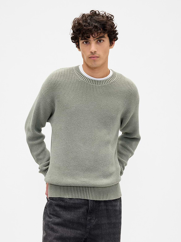 Relaxed Textured Crewneck Sweater