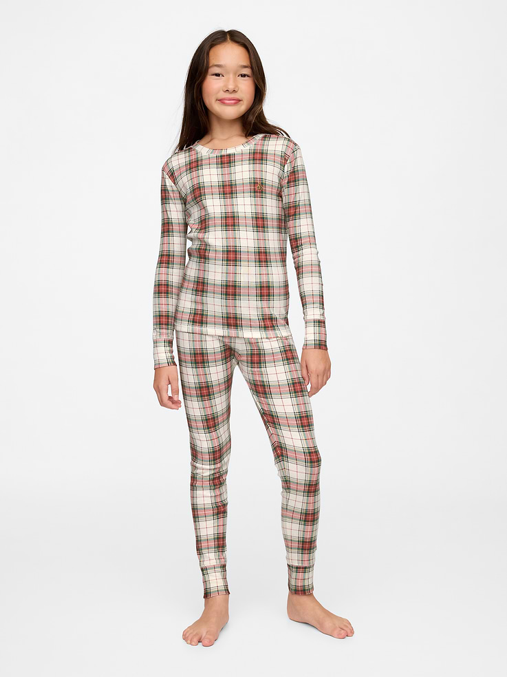 Image 4 of 6, Kids Organic Brushed Cotton Plaid PJ Set