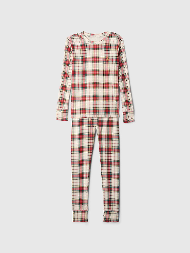 Image 6 of 6, Kids Organic Brushed Cotton Plaid PJ Set