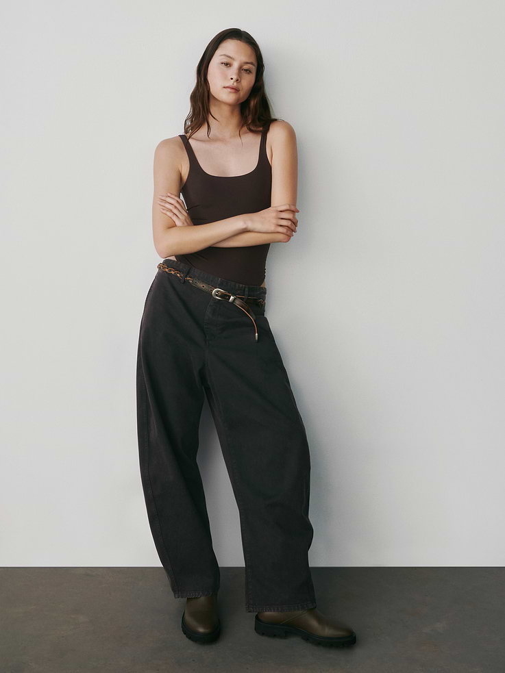Image number 8 showing, Mid Rise Twill Barrel Pants
