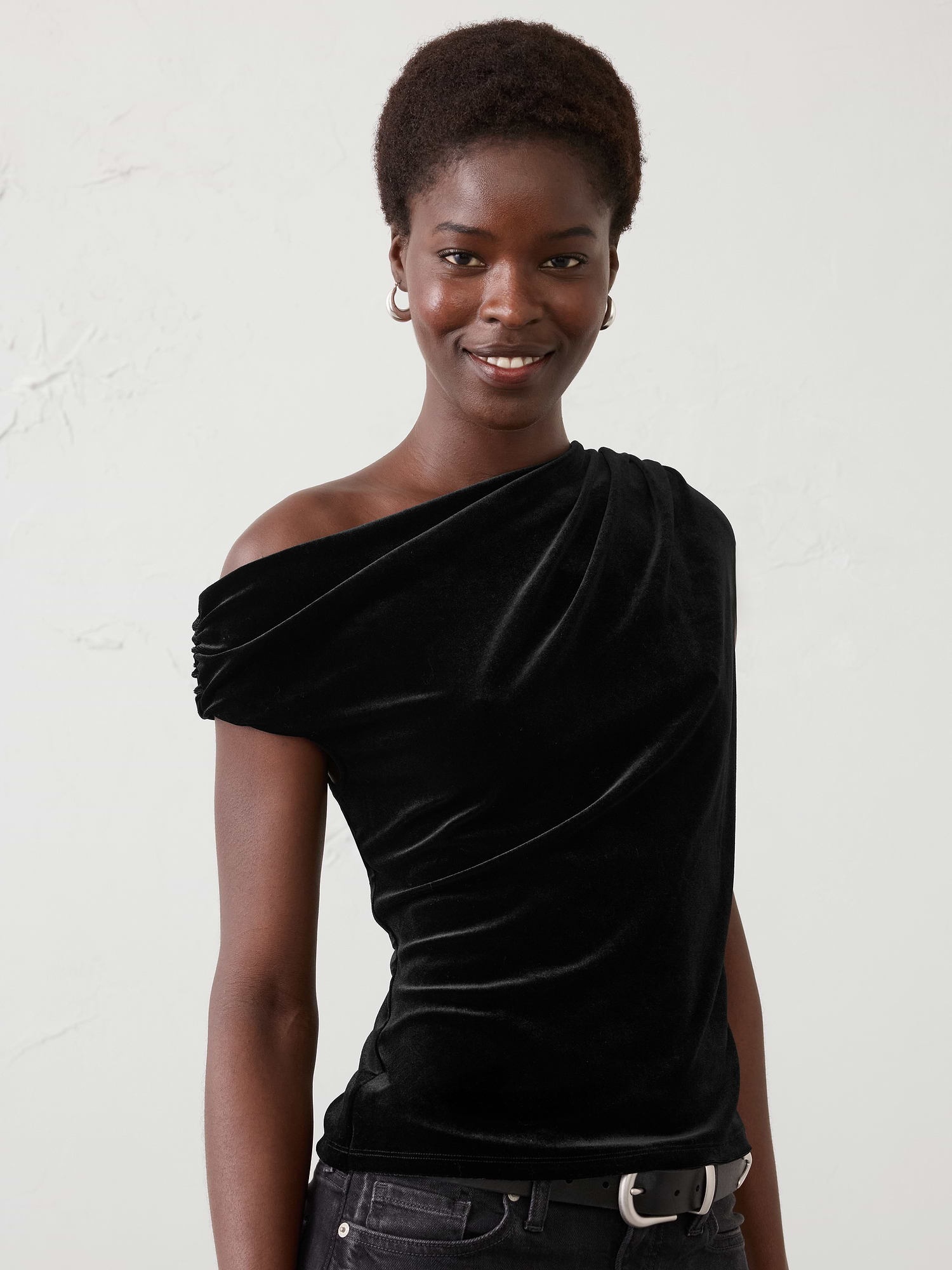 トップス PRANK PROJECT Shoulder Gathered Velour T Velvet Off-Shoulder Top | Banana Republic Factory