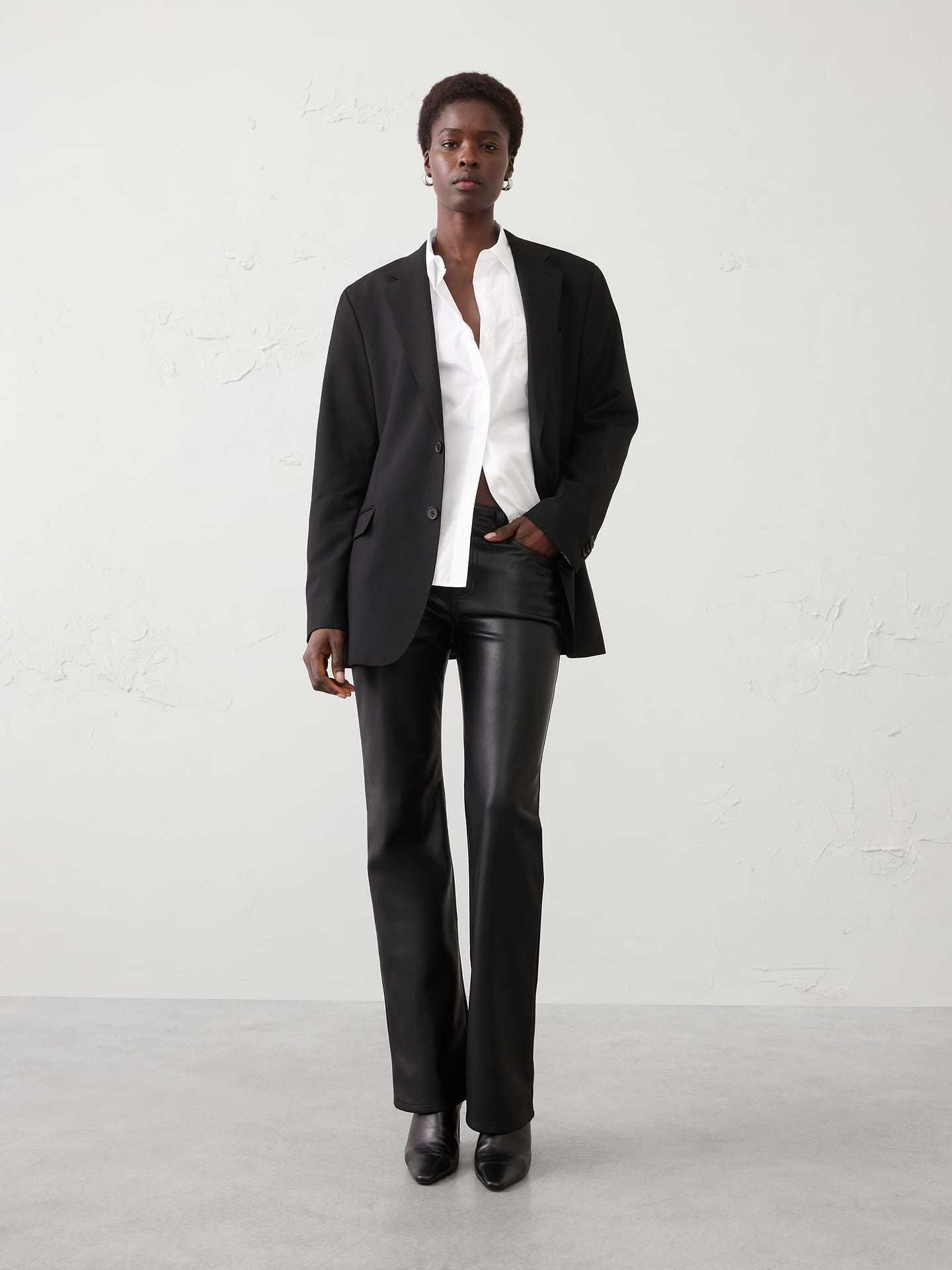 Image number 1 showing, Vegan Leather Bootcut Mid-Rise Pant