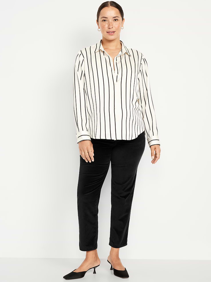Image number 1 showing, Maternity Full-Panel OG Straight Velvet Pants