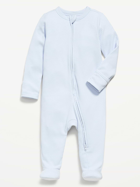 Ribbed 2-Way-Zip Sleep & Play Footed One-Piece for Baby