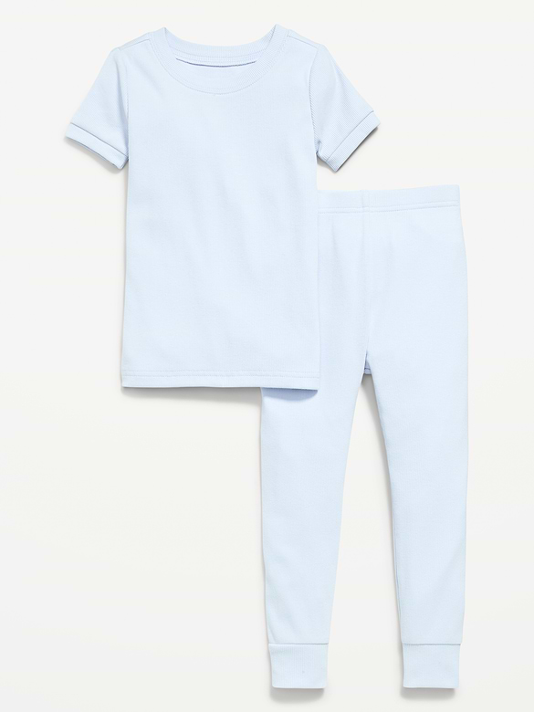 Snug-Fit Ribbed Pajama Set for Toddler & Baby