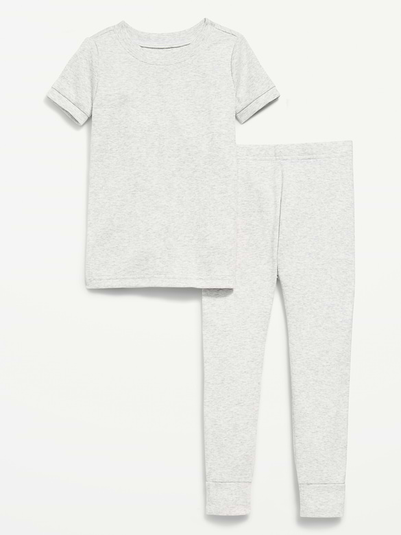 Snug-Fit Ribbed Pajama Set for Toddler & Baby