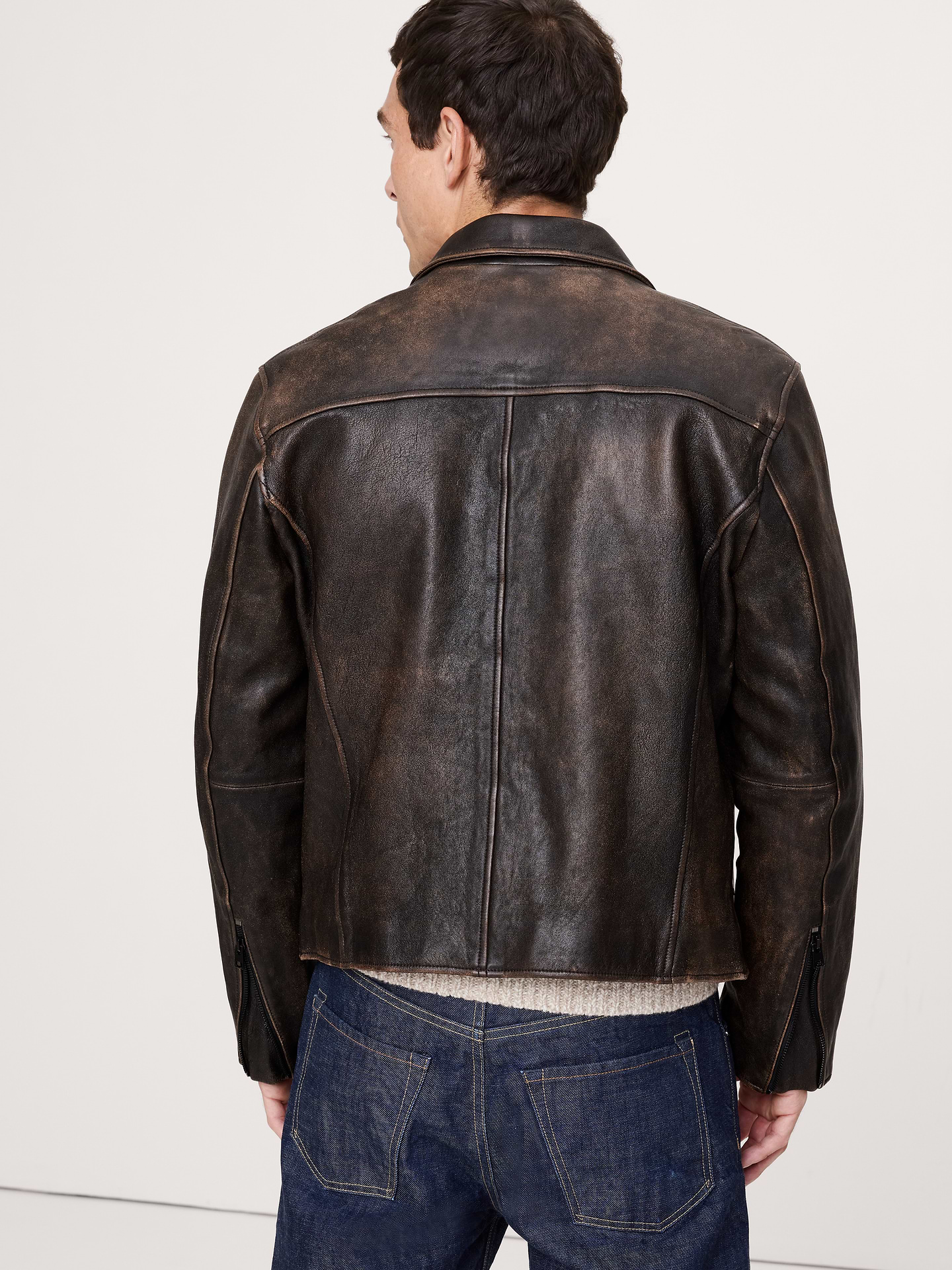 L'image numéro 3 présente Blouson en cuir rétro