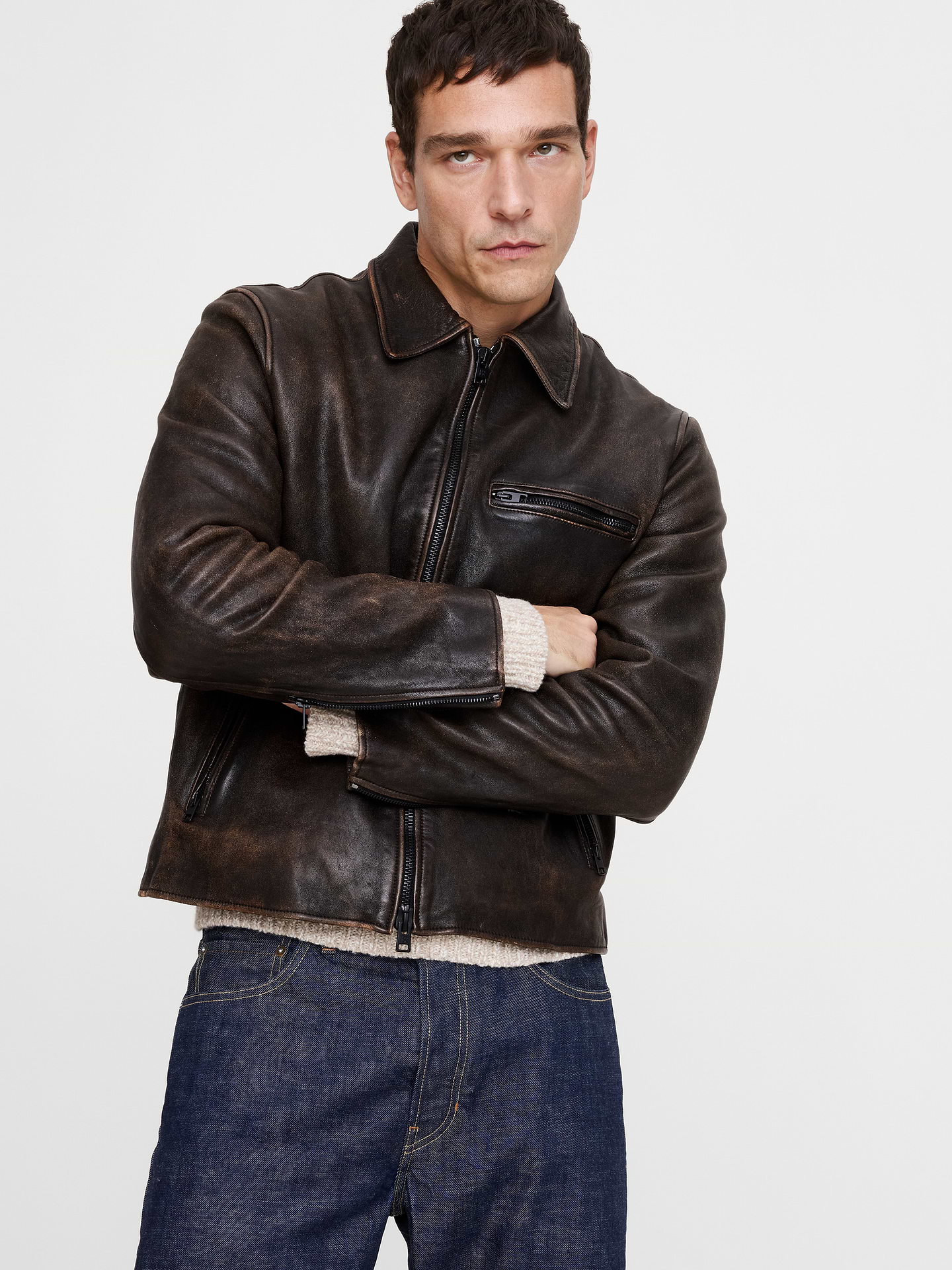 L'image numéro 1 présente Blouson en cuir rétro