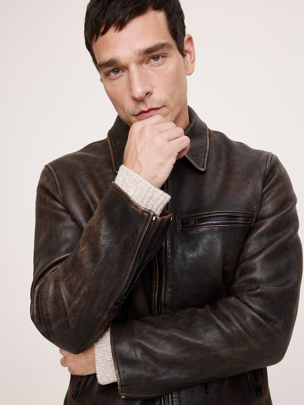 Leather Racing Jacket | Banana Republic