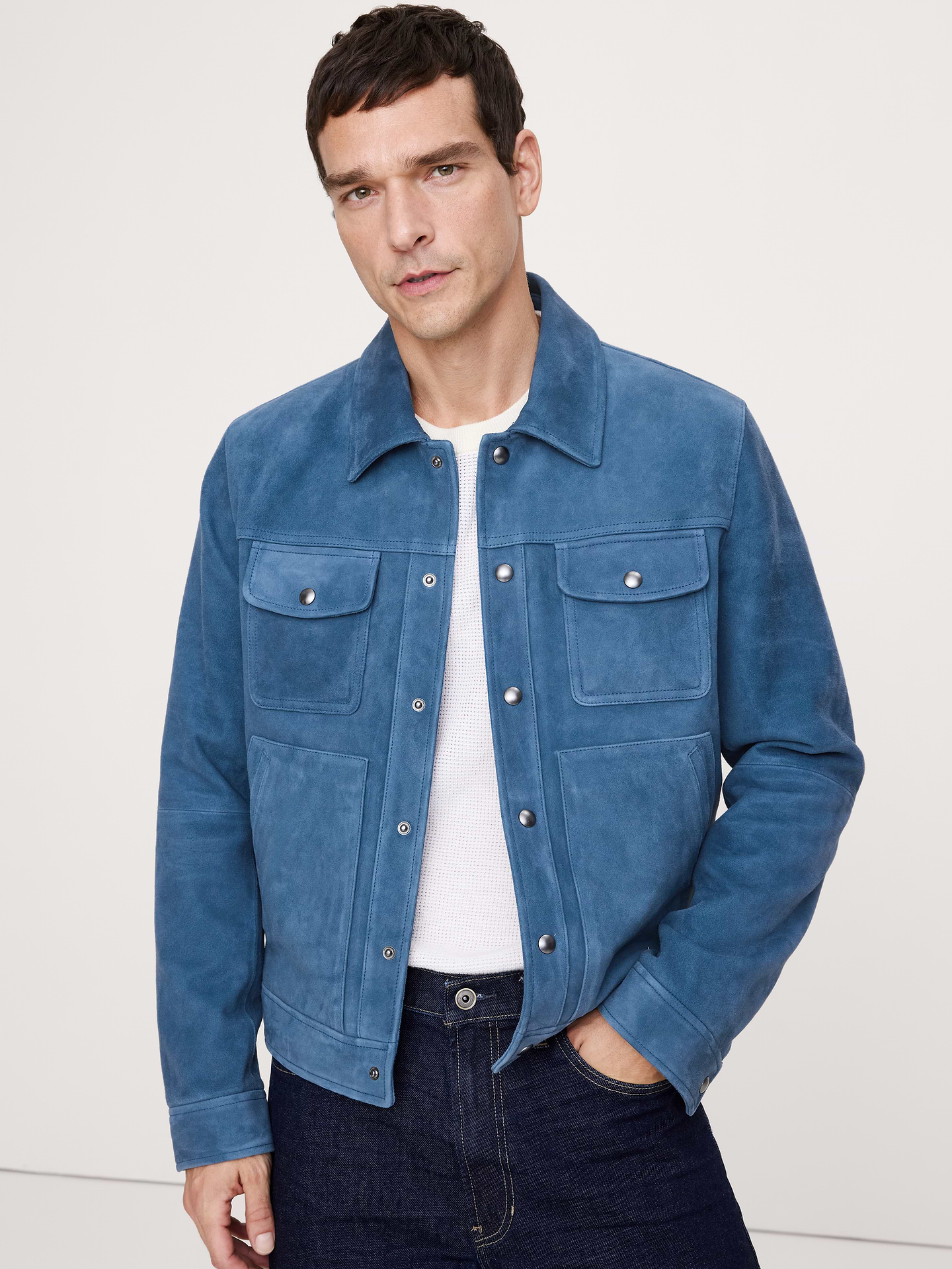 Image number 1 showing, Suede Trucker Jacket