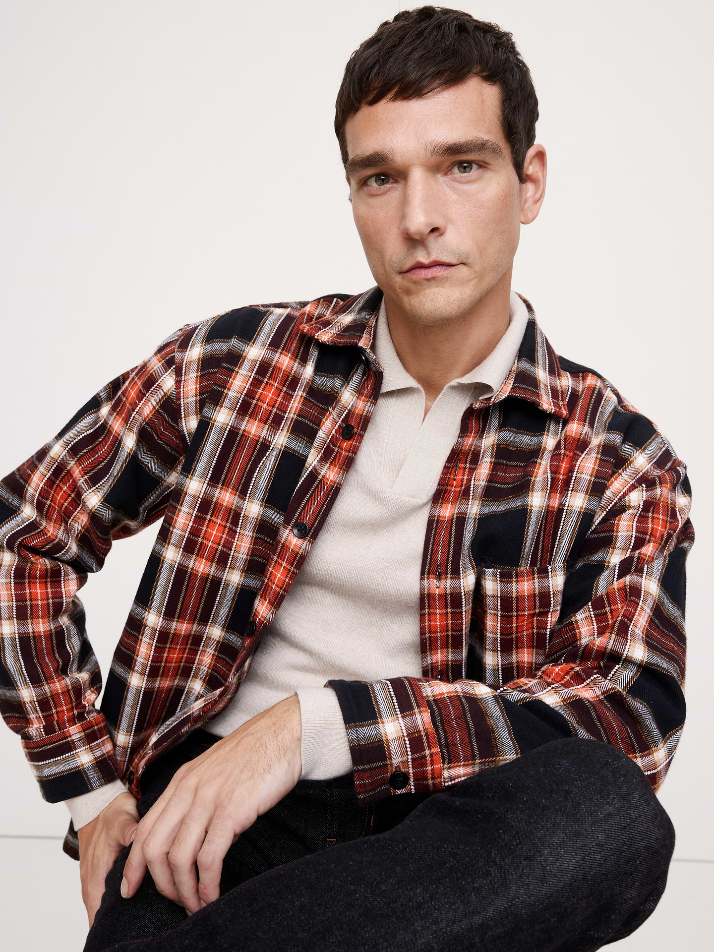 Image number 1 showing, Relaxed-Fit Textured Flannel Overshirt