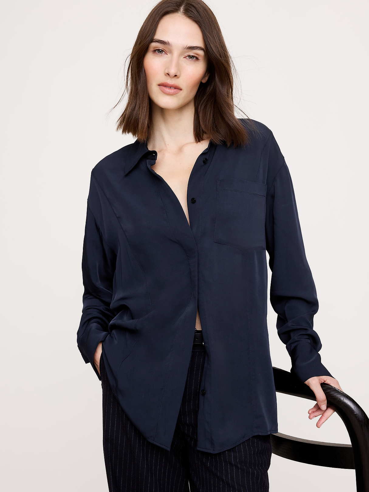 Drapey Button-Back Tunic | Banana Republic