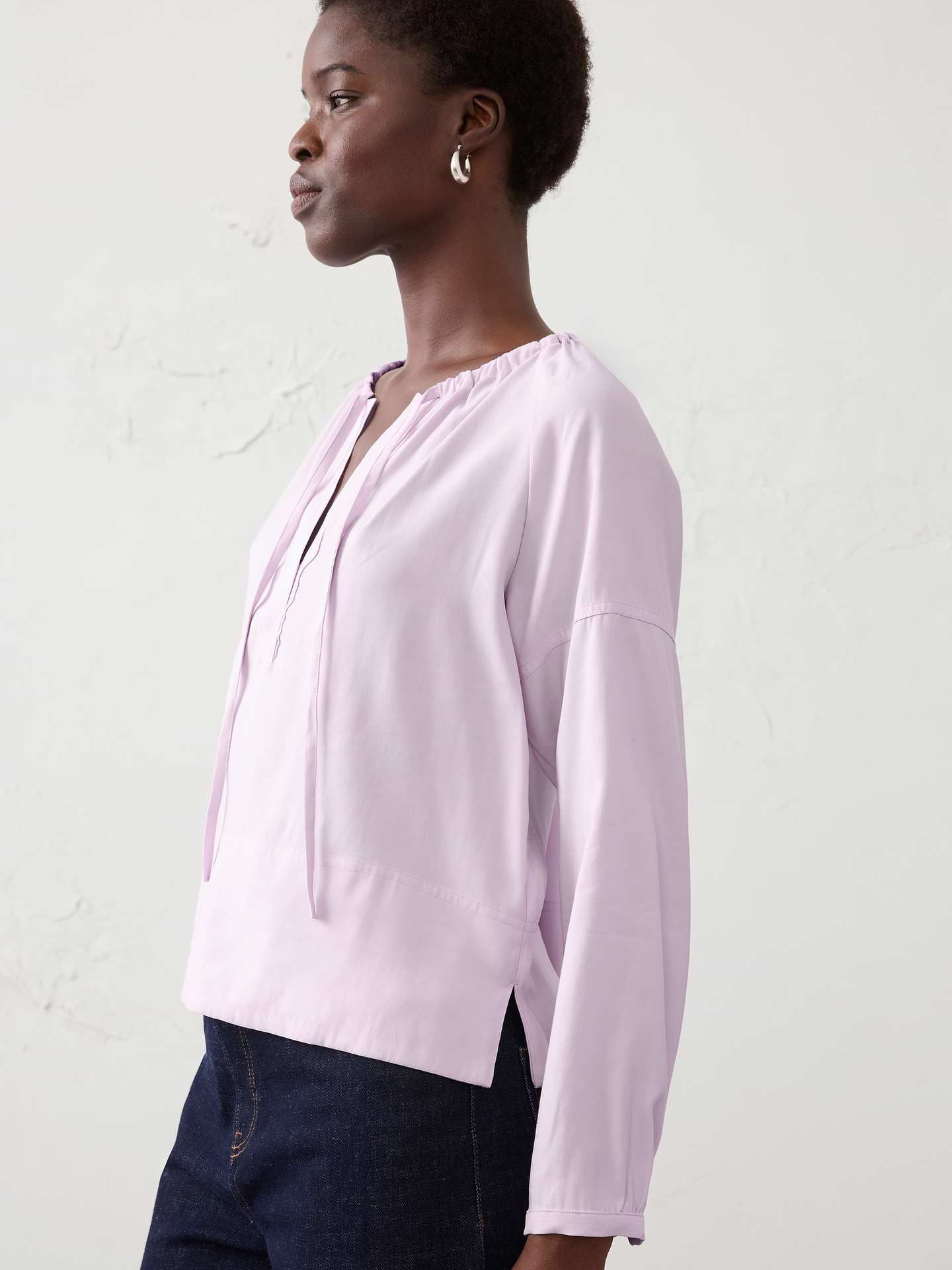 Image number 1 showing, Twill Shirred Popover Shirt