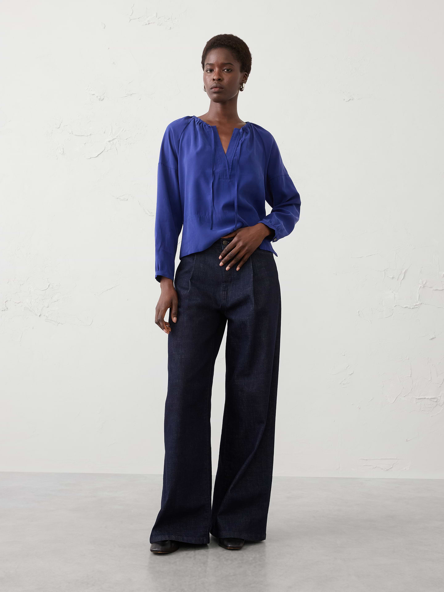 Image number 1 showing, Twill Shirred Popover Shirt