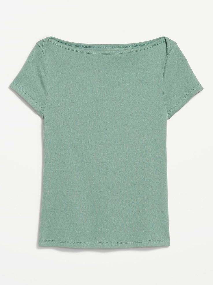 L'image numéro 4 présente T-shirt ajusté à encolure bateau