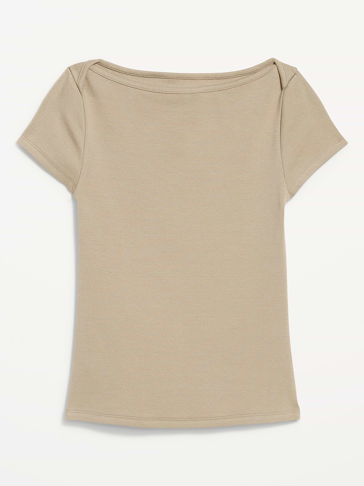 L'image numéro 5 présente T-shirt ajusté à encolure bateau