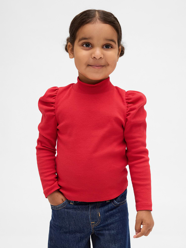 Image number 1 showing, Baby & Toddler Puff-Sleeve Rib Mockneck