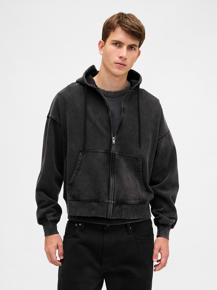 Image number 1 showing, Adult Heavyweight Oversized Crop Zip Hoodie