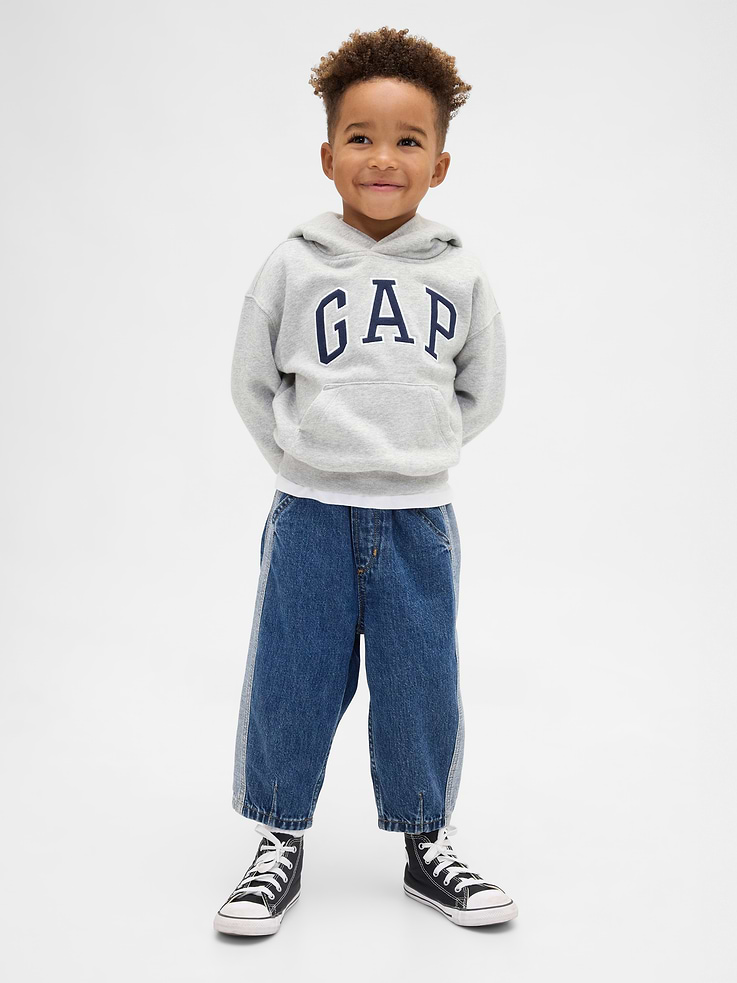 Image number 1 showing, Baby & Toddler Two-Tone Pull-On Barrel Jeans